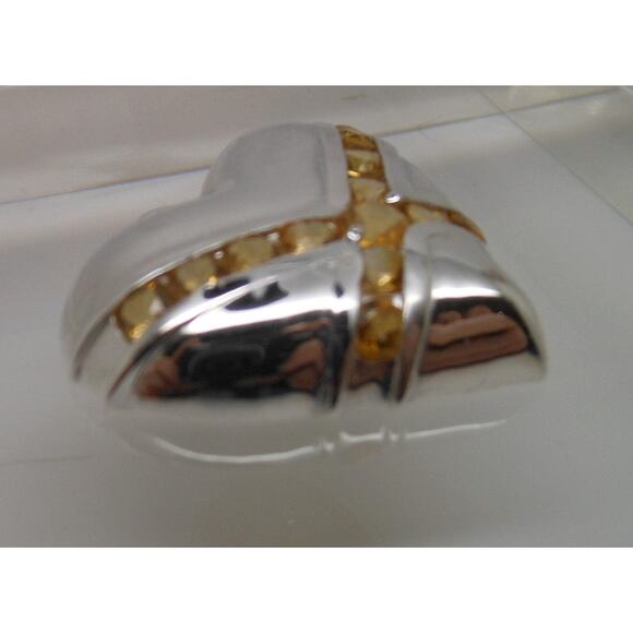 Citrine Gemstone 925 Sterling Silver Gorgeous Puff Heart Pendant Thick - Picture 10 of 10